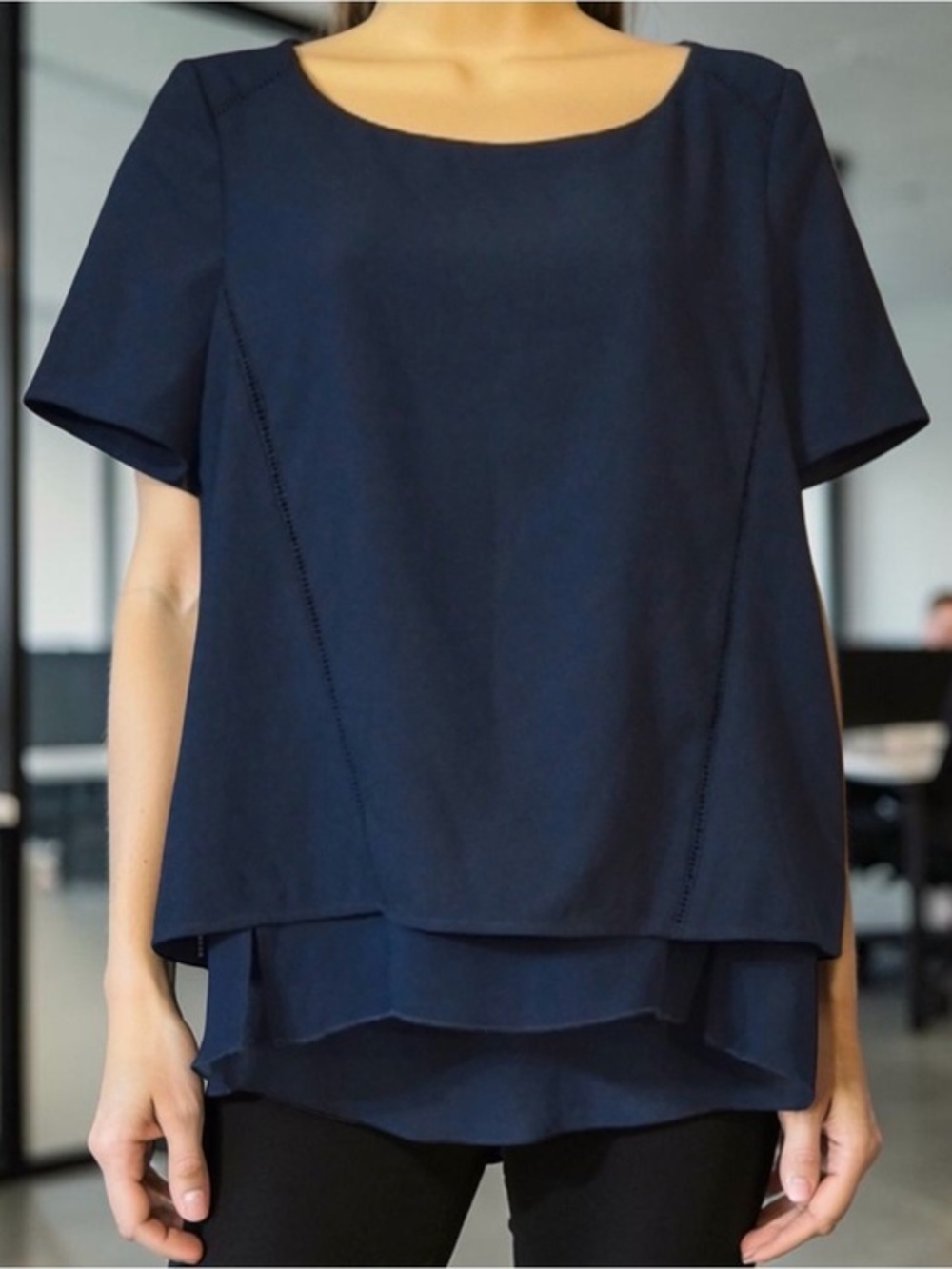 Cooper & Ella Deep Blue Layered Blouse
